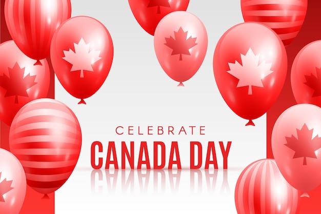 Feliz día de canadá fondo con globos