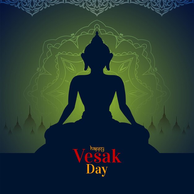 Feliz día de celebración del festival de Vesak fondo con el diseño del señor Buda