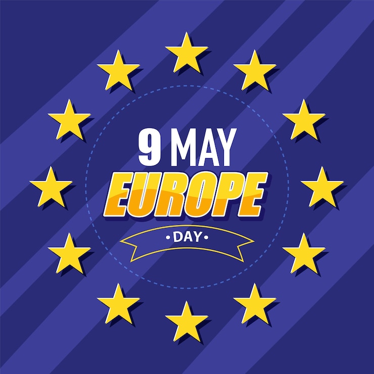 Vector gratuito feliz día de europa diseño vectorial para pancarta o póster