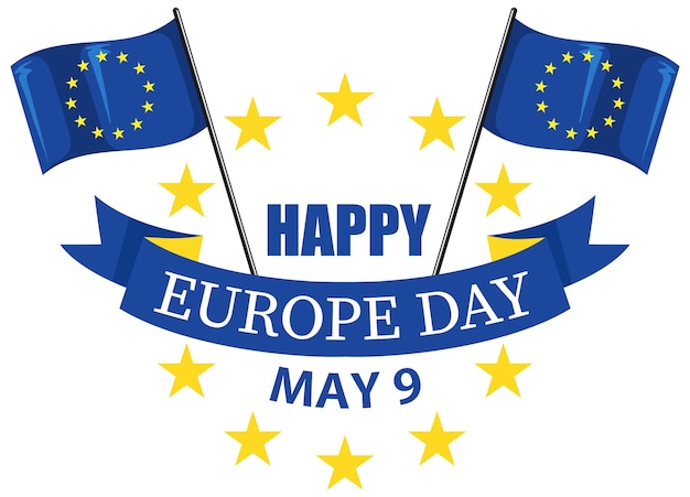 Vector gratuito feliz día de europa diseño vectorial para pancarta o póster