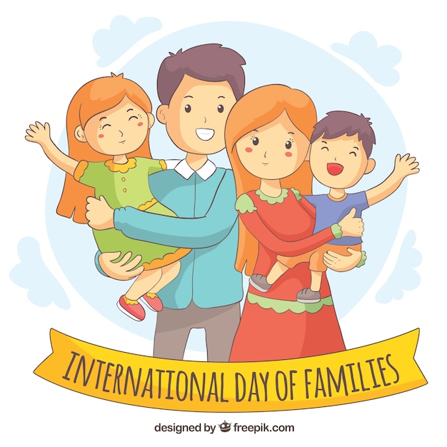 Feliz día de la familia en estilo hecho a mano