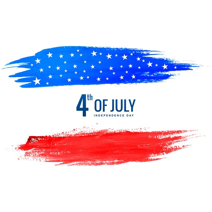 Vector gratuito feliz día de la independencia de américa en diseño de trazo de pincel de acuarela