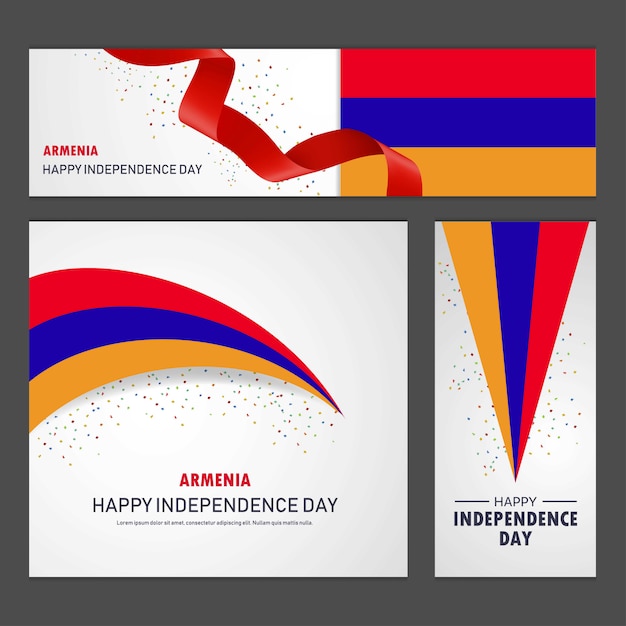 Vector gratuito feliz día de la independencia de armenia banner y conjunto de fondo