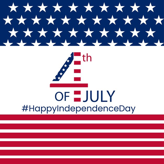 Feliz Día de la Independencia de EE. UU. Fondo azul rojo blanco Banner de diseño de redes sociales Vector libre