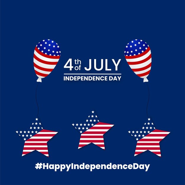Feliz Día de la Independencia de EE. UU. Fondo azul rojo blanco Banner de diseño de redes sociales Vector libre