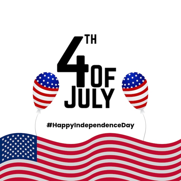 Feliz día de la independencia de ee. uu. fondo rojo azul blanco banner de diseño de redes sociales vector libre