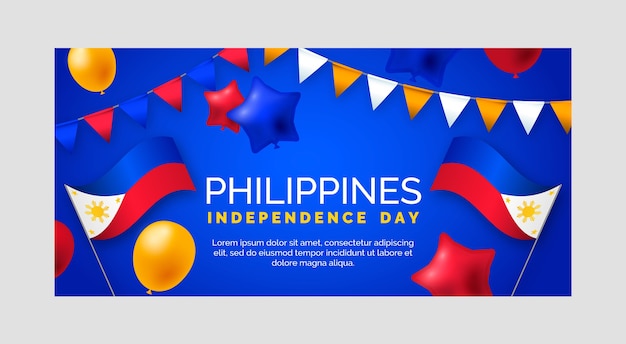Vector gratuito feliz día de la independencia de filipinas banner realista