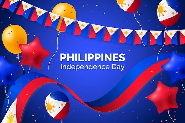 Vector gratuito feliz día de la independencia de filipinas fondo realista