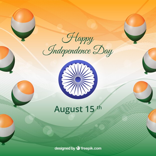 Feliz día de la independencia de india con globos