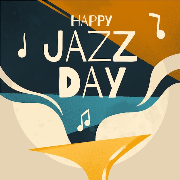 Vector gratuito feliz día internacional del jazz con notas musicales