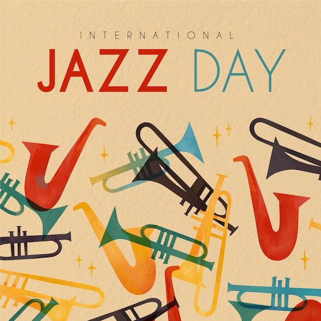 Feliz día internacional del jazz con saxofones