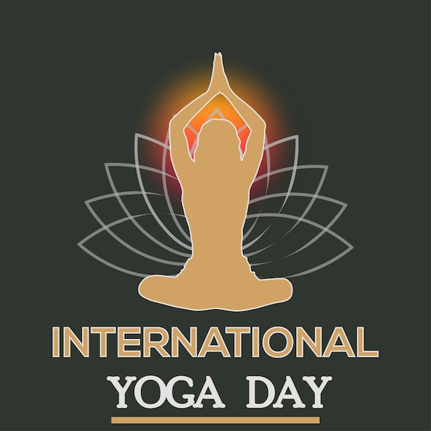 Feliz Día Internacional del Yoga Fondo Negro Marrón Banner de Diseño de Redes Sociales Vector Gratis