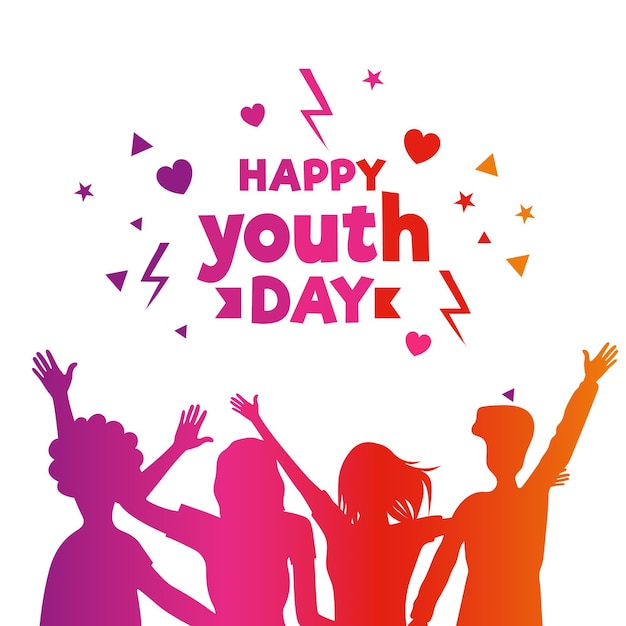 Feliz día de la juventud siluetas