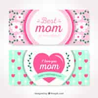 Vector gratuito feliz día de la madre banners en diseño plano