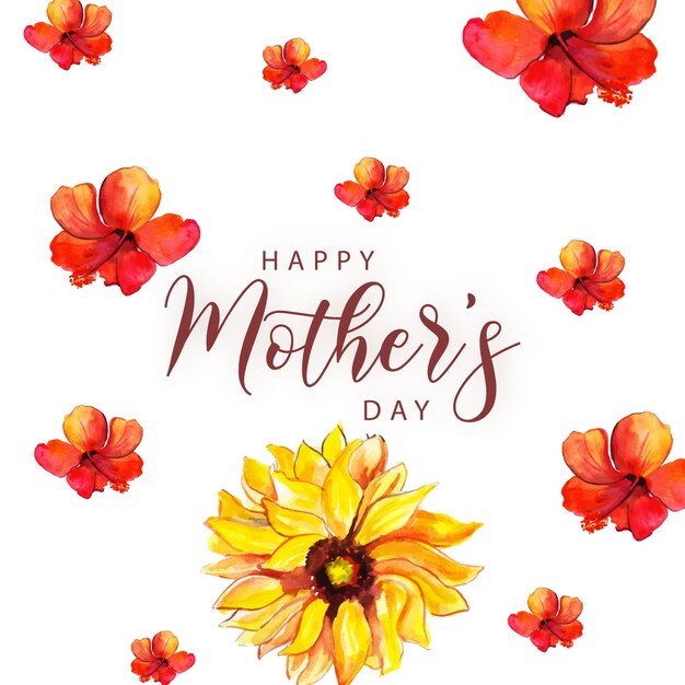 Feliz Día de la Madre Saludos Fondo Rojo Amarillo Diseño de Redes Sociales Banner Vector Gratis