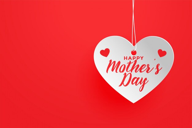 Feliz día de las madres tema rojo corazón fondo