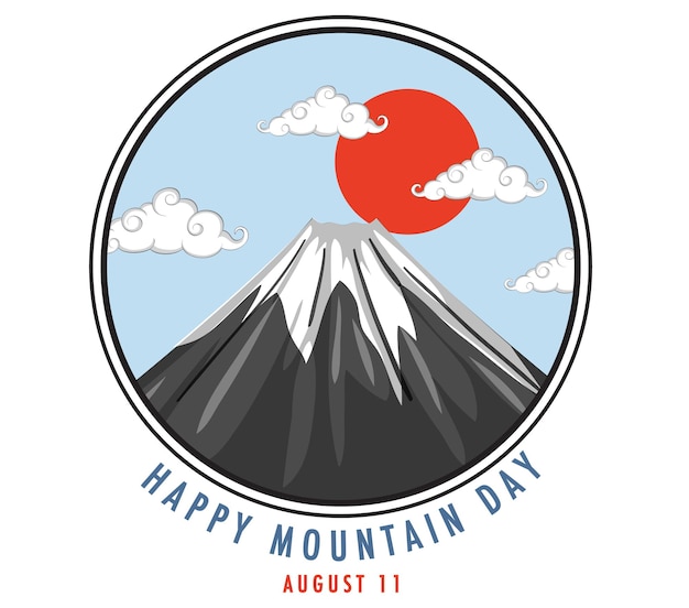 Feliz día de la montaña en Japón el 11 de agosto banner con el monte Fuji