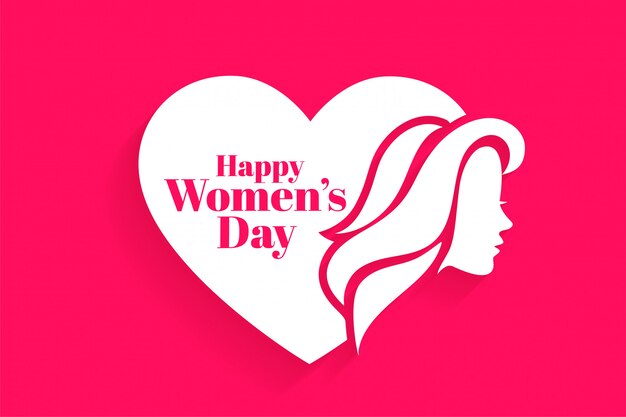 Feliz día de la mujer cara y corazón tarjeta de felicitación