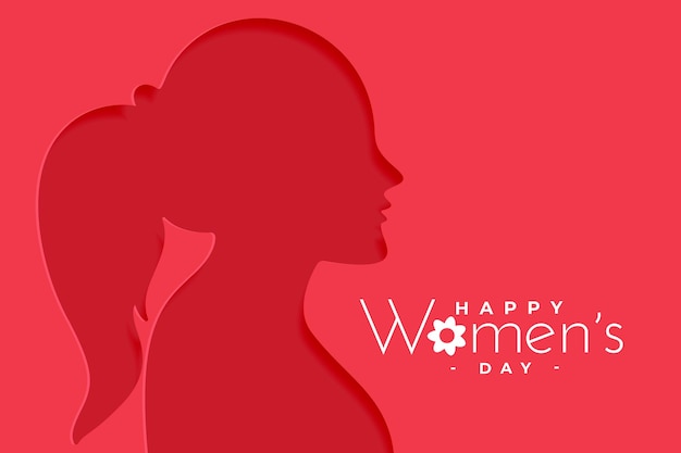 Vector gratuito feliz día de la mujer tarjeta de felicitación con cara femenina recortada en papel