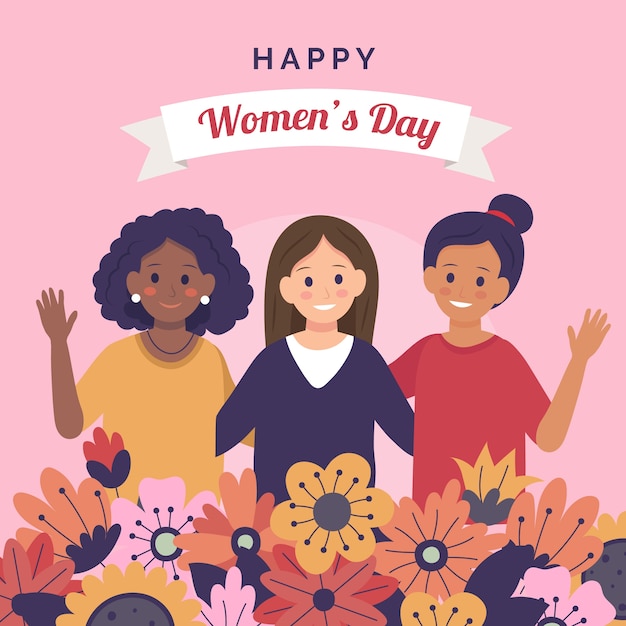 Feliz dia de las mujeres con flores