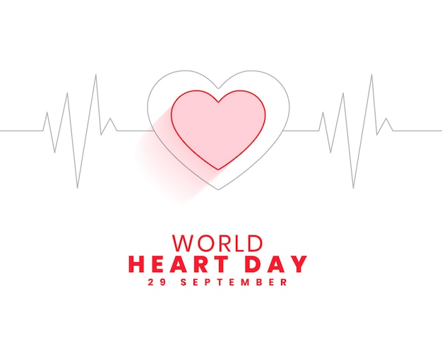 Vector gratuito feliz día mundial del corazón fondo de cardiograma para atención médica y vector de ayuda