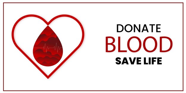 Feliz Día Mundial del Donante de Sangre Fondo Rojo Blanco Negro Diseño de Redes Sociales Banner Vector Gratis