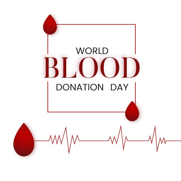 Feliz Día Mundial del Donante de Sangre Fondo Rojo Blanco Negro Diseño de Redes Sociales Banner Vector Gratis