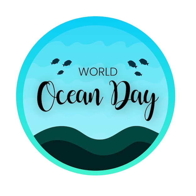 Feliz día mundial del océano Fondo negro azul Diseño de redes sociales Banner Vector libre