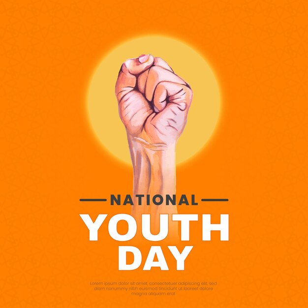 Feliz Día Nacional de la Juventud Fondo Naranja Beige Amarillo Diseño de Redes Sociales Banner Vector Gratis