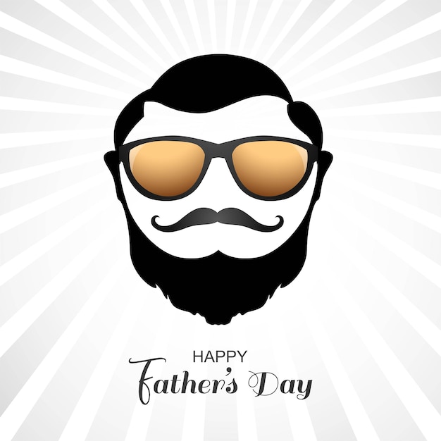 Vector gratuito feliz día del padre cara de hombre con barba en diseño de tarjeta de gafas de bigote
