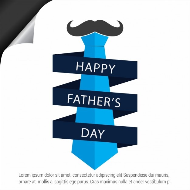 Feliz día del padre con una corbata plana y bigote | Vector Gratis