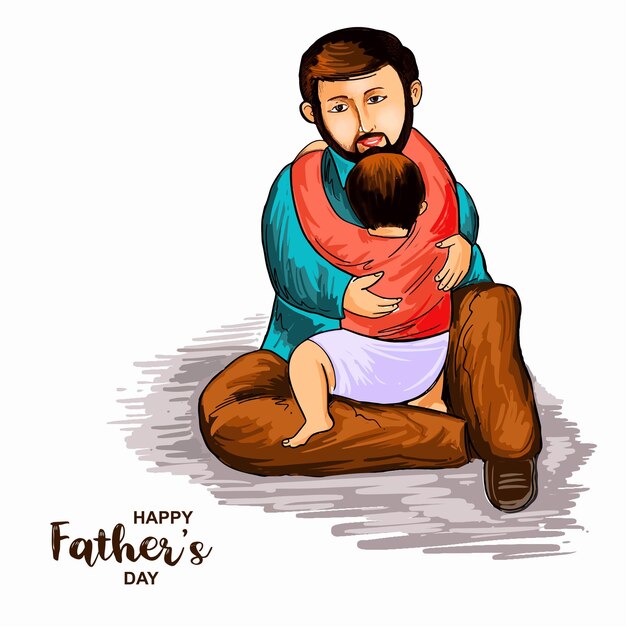 Vector gratuito feliz día del padre, fondo de la tarjeta de felicitación