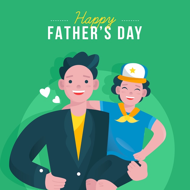 Vector gratuito feliz día del padre y niño lindo con gorra