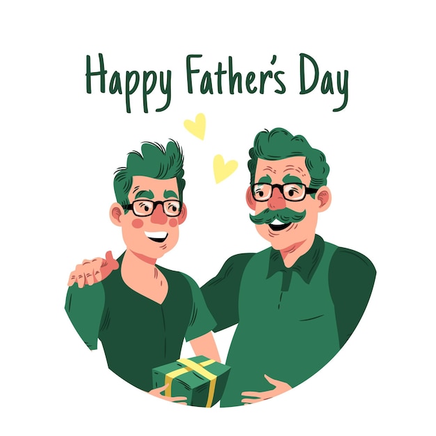 Feliz dia del padre con padre e hijo