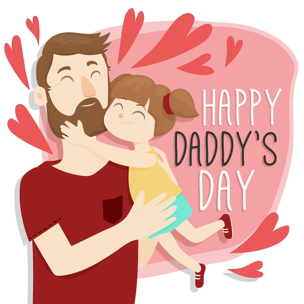 Feliz día del padre con papá y niña