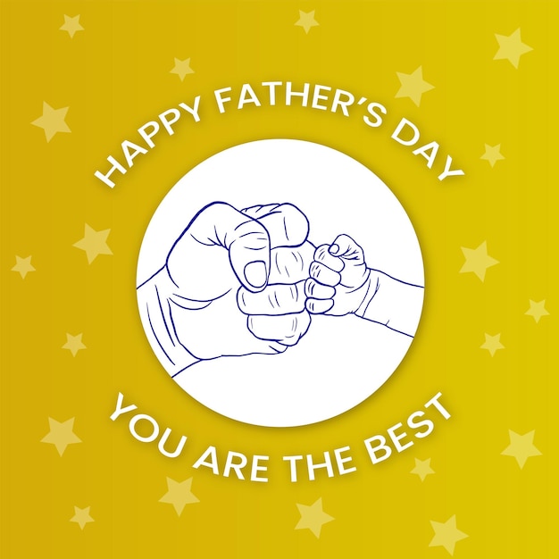 Feliz día del padre saludos amarillo fondo blanco diseño de redes sociales banner vector gratis