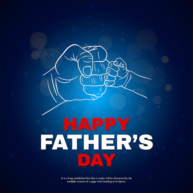 Feliz día del padre saludos azul blanco rojo fondo redes sociales diseño banner vector gratis