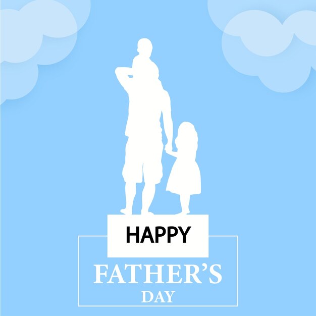 Feliz Día del Padre Saludos Fondo Azul Blanco Diseño de Redes Sociales Banner Vector Gratis