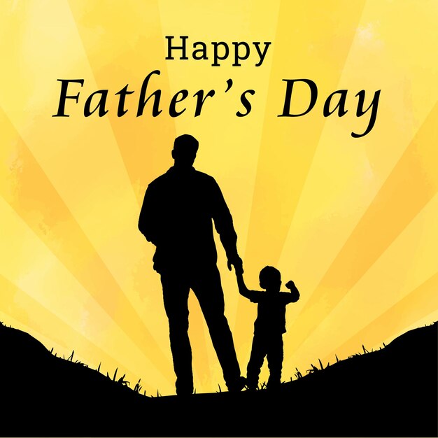 Feliz Día del Padre Saludos Fondo Negro Amarillo Diseño de Redes Sociales Banner Vector Gratis