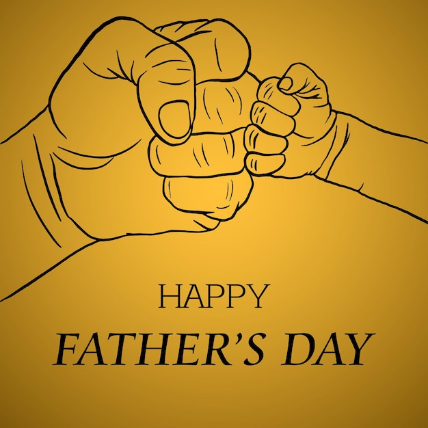 Feliz Día del Padre Saludos Fondo Negro Amarillo Diseño de Redes Sociales Banner Vector Gratis