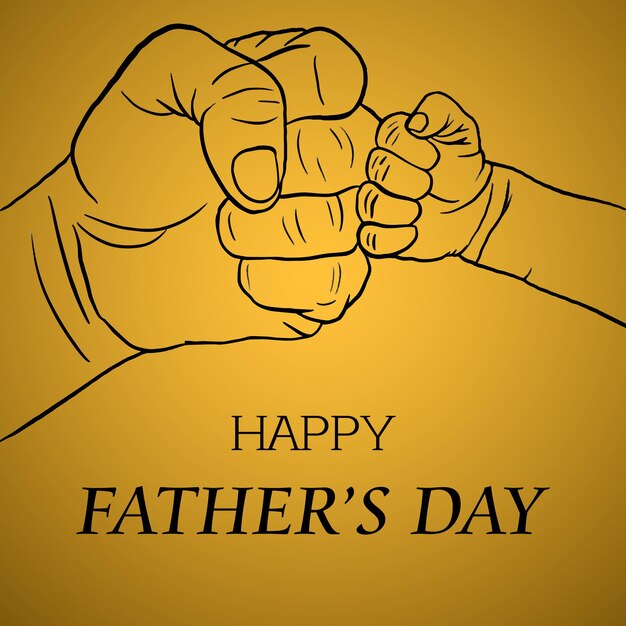 Feliz Día del Padre Saludos Fondo Negro Amarillo Diseño de Redes Sociales Banner Vector Gratis