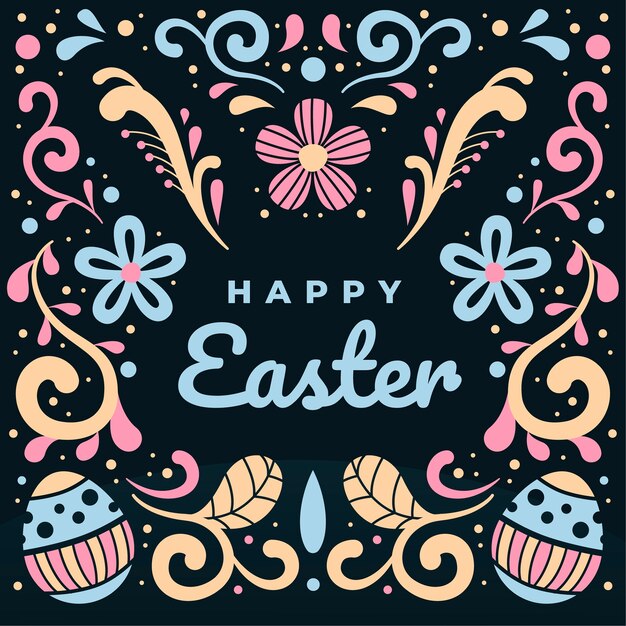 Feliz dia de pascua con decoraciones