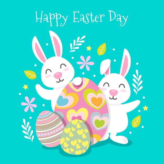 Feliz día de pascua diseño plano de fondo