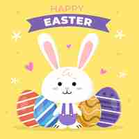 Vector gratuito feliz dia de pascua en diseño plano