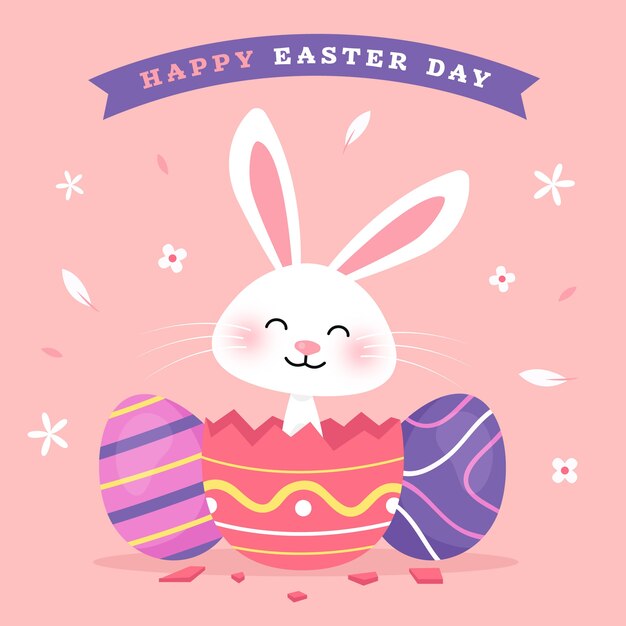 Feliz dia de pascua en diseño plano
