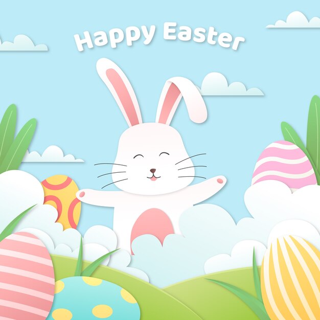 Feliz dia de pascua en estilo papel