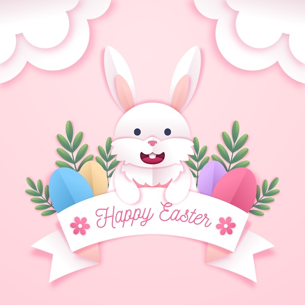 Feliz día de pascua en evento de estilo de papel
