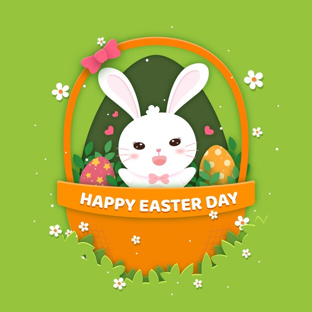 Feliz día de pascua fondo en papel estilo