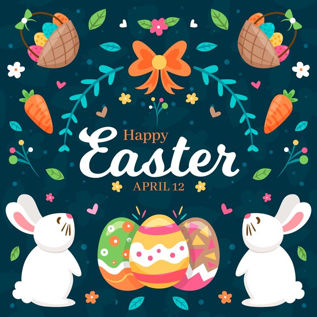 Feliz día de pascua en mano dibujado