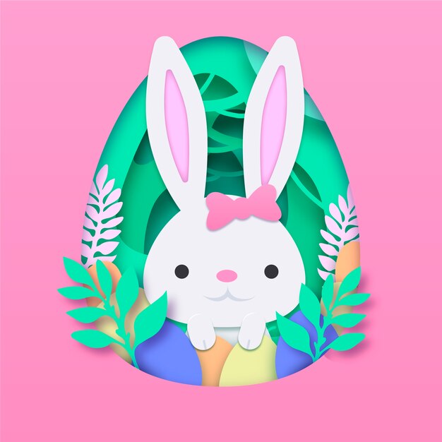 Vector gratuito feliz día de pascua en papel estilo diseño